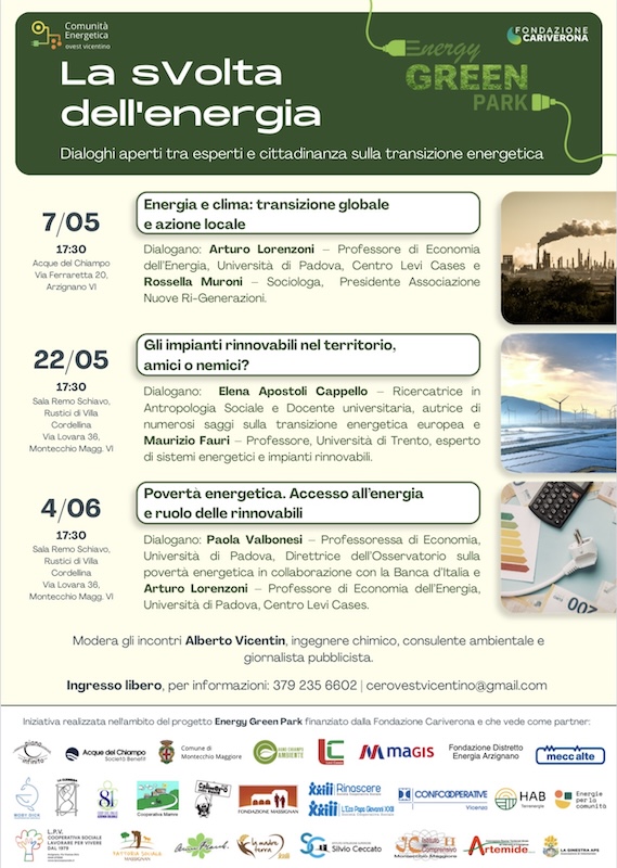 Acque del Chiampo | Energy Green Park, venerdì 22 maggio a Villa Cordellina Lombardi la seconda tappa del ciclo “La sVolta dell’Energia” con il sostegno di Acque del Chiampo